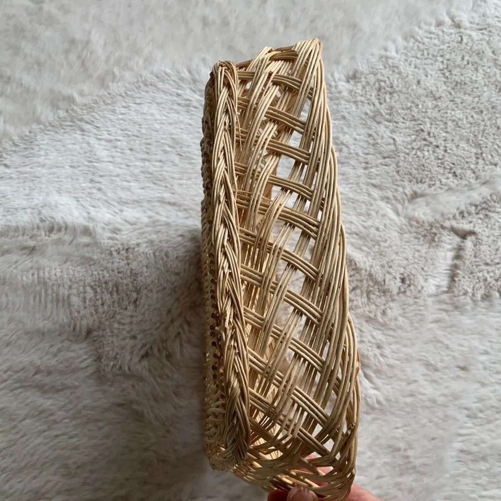 Vintage Basket Square‎ Plate Wall Decor Natural boho woven Rattan
